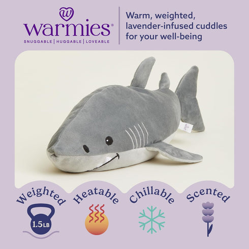 warmies Microwavable Stuffed Animals, Shark - Heated Stuffed Animal Plushie for Warmth & Comfort - Cute Soft Plush Toys