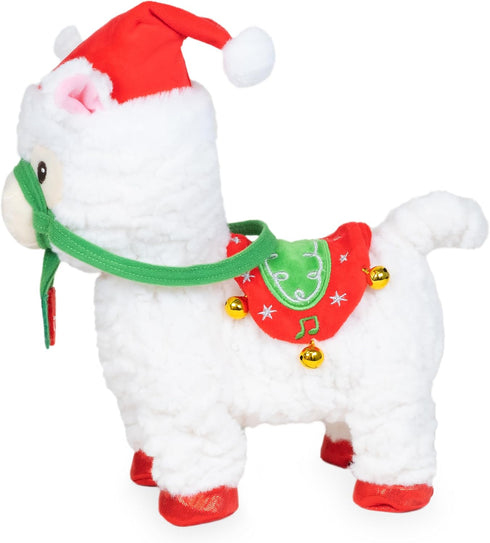 10.5 inches Cuddle Barn - Navidad Nico | Animated Christmas Walking Musical Plush Llama Toy Plays Feliz Navidad
