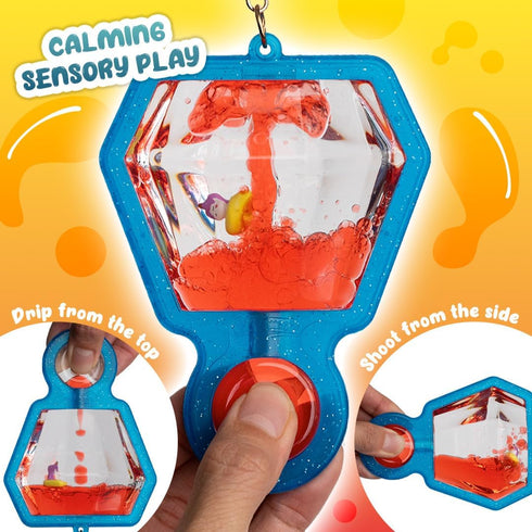 6 Goonameez Hand-Held Sensory Fidget Toy with Floating Characters Mesmerizing Water Mix, Collect All Unique Shapes
