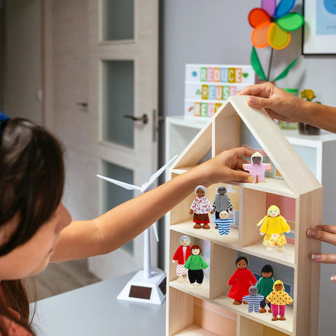 23 Set ONEST Pieces Wooden Dollhouse Family Mini People Figures Dollhouse Dolls Wooden Doll Family Pretend Play Figures