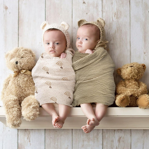 3Pack(Rainbow lulumoon Baby Muslin Swaddle Blankets: Soft Receiving Blanket for Newborn - Cotton Swaddling Blanket