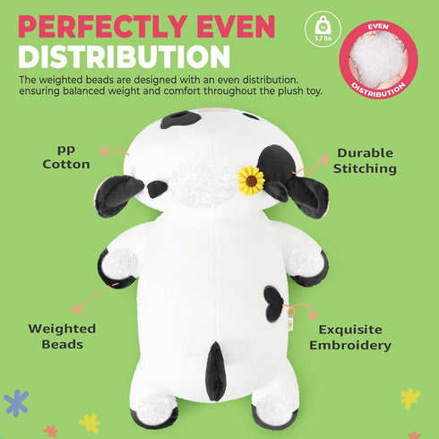 20 inch Onsoyours Original Weighted & Heatable Sunflower Cow Stuffed Animals, Microwavable Plushies for Stress Relief