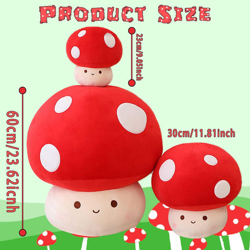 Large Mushroom Plush Toy - Stuffed Animal Hugging Throw Pillow for Birthday or Valentine Gift