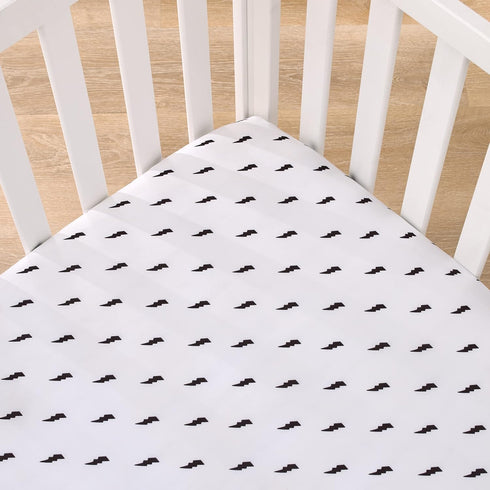 NoJo Lightning Bolt Black and White Nursery Fitted Crib Sheet by NoJo
