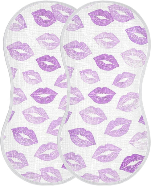 decor gift 4 Pack 22x11in Cotton Newborns Burp Cloths Soft Touch Lilac Kisses Light Purple Lipstick Baby Rags