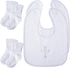 Jiuguva 4 Pcs Baptism Gifts for Boys Girls, Christening Bibs and Socks