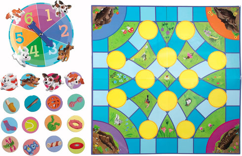eeBoo Puppy Fuffle Game, Counting & Simple Strategy, Kids Spinner Board Game, Ages 4+, 2-4 Players