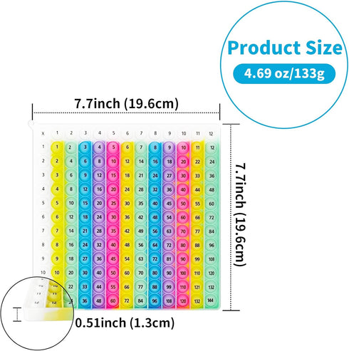 12x12 Interactive Multiplication Pop Board - STEM Sensory Math Toy with Poppable Bubbles, Classroom & Homeschool