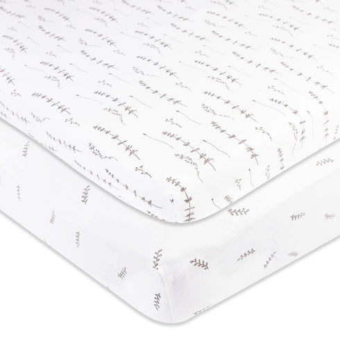 Pack Set Changing Pad Cover and n Play Sheet Bundle (Forest Grey Leaf Collection)