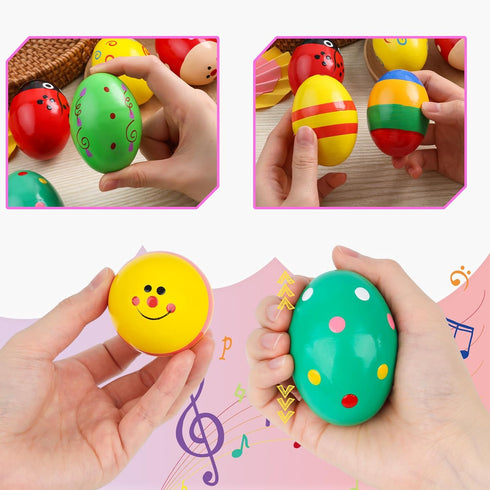 POPLAY 12PCS Wooden Percussion Musical Eggs, Maracas Egg Shakers for Party Favors and Classroom Prize Supplies