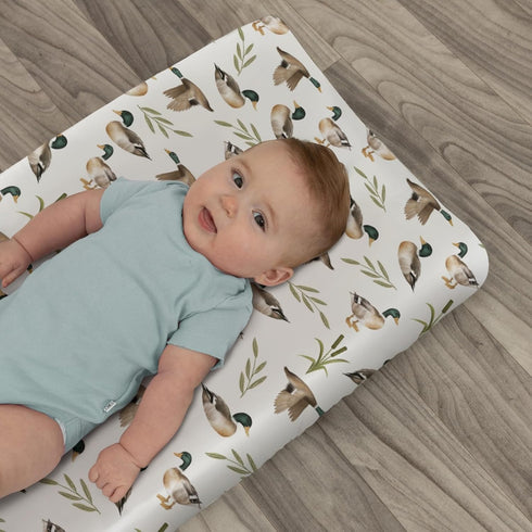 ZoUbqchY 32''16'' Mallard Duck Hunting Changing Pad Covers for Baby Girl Boy Wild Ducks Leaves Fitted Change Table