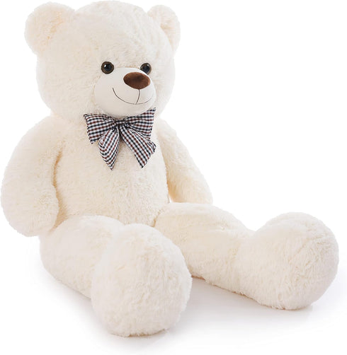 Poutmac 47 Inch Giant Teddy Bear Stuffed Animal, White Big Plush Teddy Bear for Valentine's Gift, Soft for Christmas