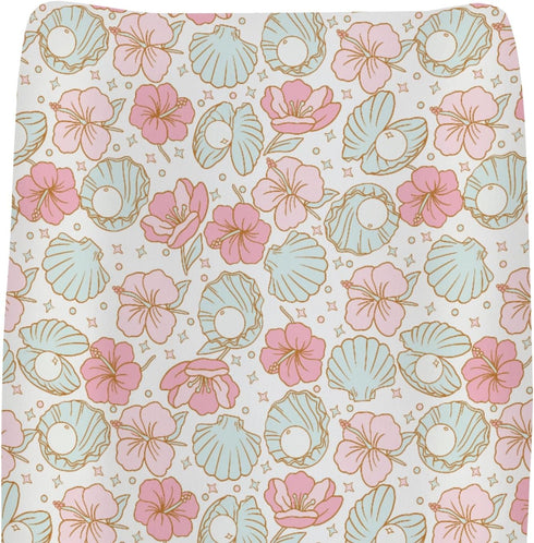 Boho Summer Mermaids Floral Changing Pad Covers for Baby Girls Boys Beach
