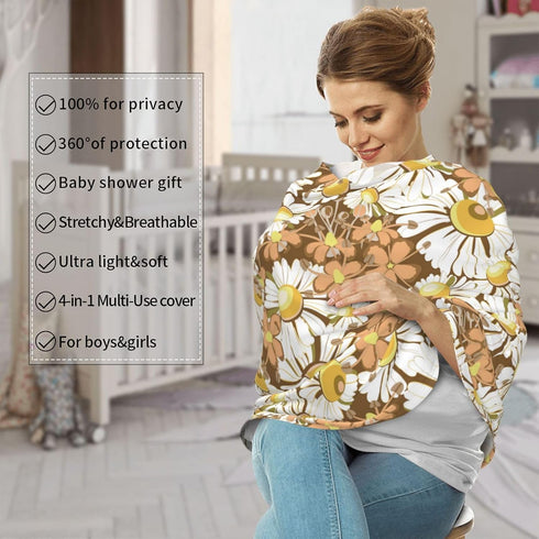 Schgap Floral Car Seat Cover for Baby, Nursing Cover Breastfeeding Baby Carrier Cover Stretchy Carseat Canopy