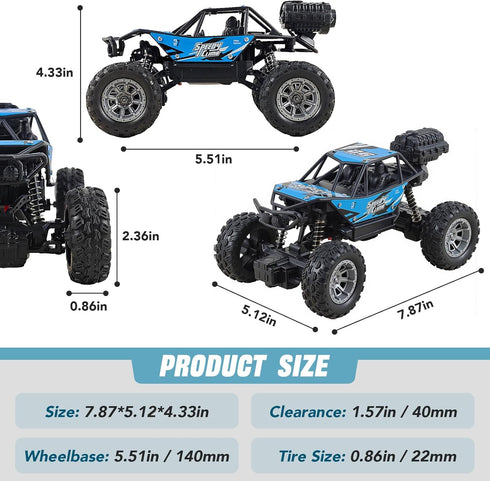 NXD 1:18 4WD 2.4 6 7 8 9 10 11 12, RC Truck, Remote Control Car with Spray & Light, All Terrain Off-Road Monster Truck