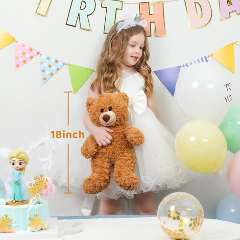 Tezituor Small Teddy Bear Stuffed Animal - 18inch Cute Plush Toy for Kids (Brown)