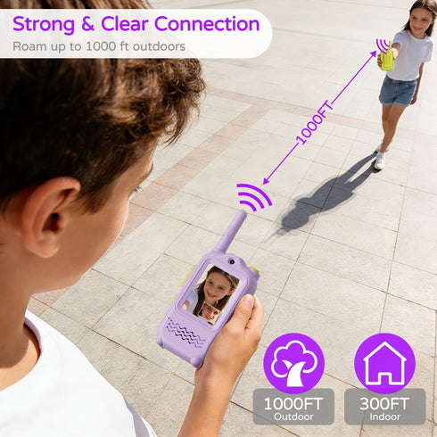 ILIHOME 2 Pack 3-12 Video Walkie Talkies for Kids, Kids Walkie Talkies Video Intercom for Age Year Old Boys Girls