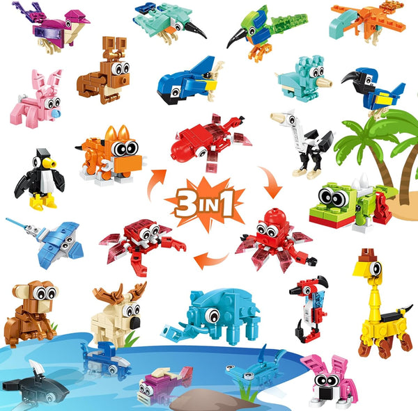 24 Pack Mini Animals Easter Building Block Toy Stocking Stuffers Classroom Prizes