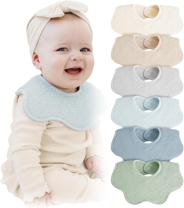 Konssy Muslin Baby Bibs 100% Cotton Absorbent Bandana Drool Bibs for Teething