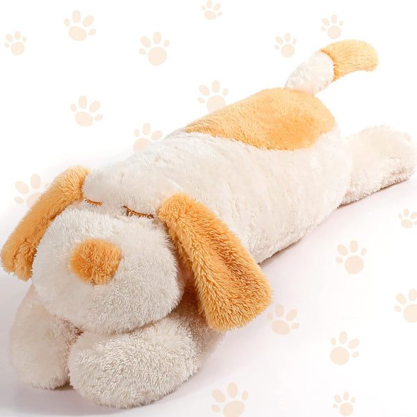Queekay Giant Dog Stuffed Animal Plush Toy, Body Hugging Pillow for Birthday Gifts (Beige, 23.6 Inch)