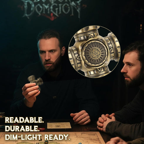 7-in-1 Set 4 DND Spinner Dice Metal Polyhedral Dice with Rotating Sides & Wheel Spinners | Stress Relief, Easy to Read