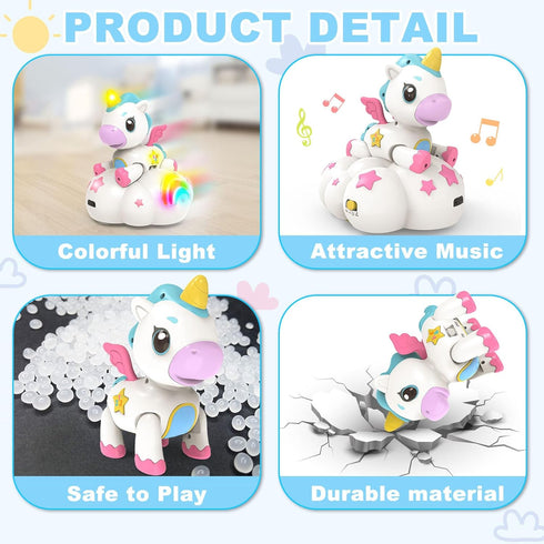 6 12 1+ Tummy ABC/123 1 Musical Unicorn Toys for to Months - Baby Crawling Toy with Light-up for Year Old Girl