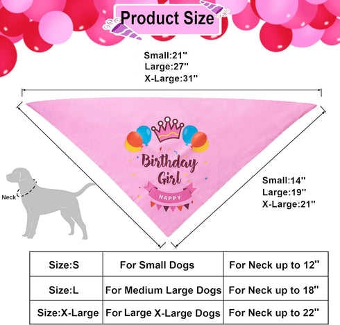 ADOGGYGO Dog Birthday Hat Bandana Set - Pink Tutu Hat Scarf for Medium Large Dogs