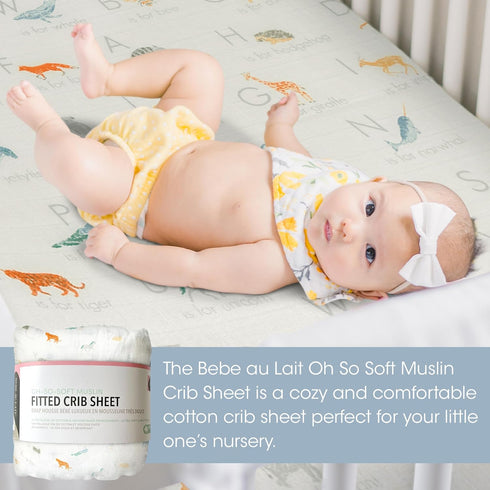 Bebe au Lait Oh-So-Soft Muslin Crib Sheet, Soft Muslin Design, Stylish Pattern - Saguaro Cactus