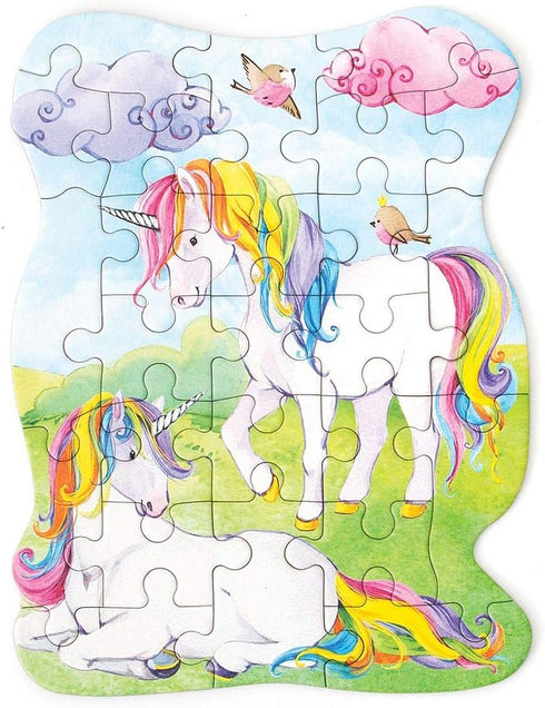 Playhouse Rainbow Unicorns 25-Piece Die-Cut Shaped Mini Puzzle for Girls