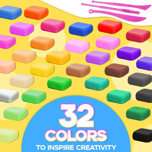 MuseLuxe 32 3 Air Dry Clay - Colors Modeling Clay Kit with Sculpting Tools,Safe & Non-Toxic,DIY Magic Gifts Toys
