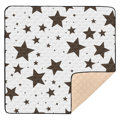 EtherSpher Black and White Illustration Design Stars Brown Large Stylish Baby Play Mat