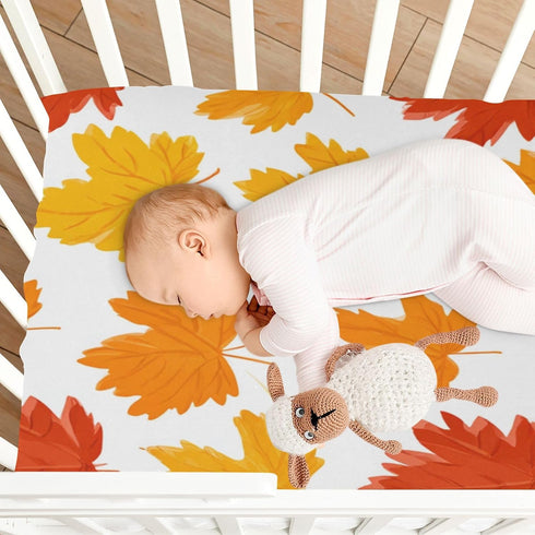 Caikeny 27 39 Halloween Fitted Crib Sheet for Boys Girls Colorful Autumn Leaves Baby Crib Sheets Orange Bassinet Sheets