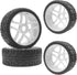 ShareGoo OD 4.09" Rubber 1/8 RC Buggy Tires and 17mm Hex Wheels Rim Compatible with Arrma Typhon Kyosho Losi VRX Redcat HSP HPI 1/8 Scale RC Off Road Buggy (White)