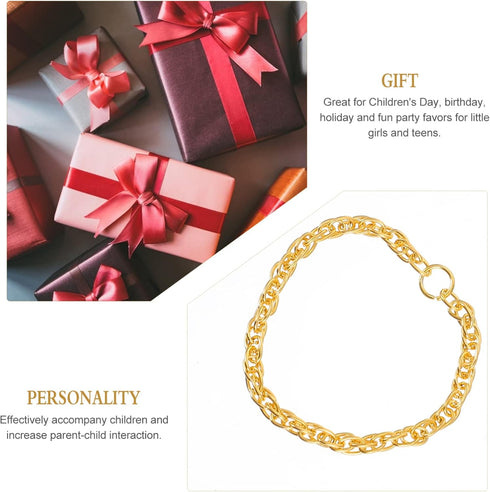 jojofuny Doll Mini Gold Necklaces Chains, Dress Up Necklace Chains for DIY Doll Decor, 25pcs