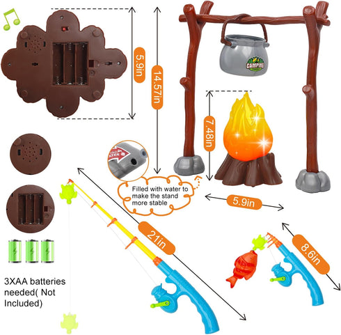 Set 3 4 5 6 Kids Camping Toys, Mitcien Camping Include Pretend Campfire Play Food Fruits & Vegetables Hamburger