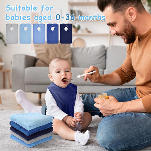Hercicy 5 Pcs Full Coverage Toddler Baby Bibs, Terry Cloth Bibs with Snap Button for 2-4 Years Unisex Babies