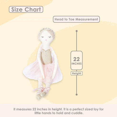 MON AMI Ballerina Stuffed Doll - 22” Plush Doll for Girls, Toy or Room Decor, Great Gift for Kids
