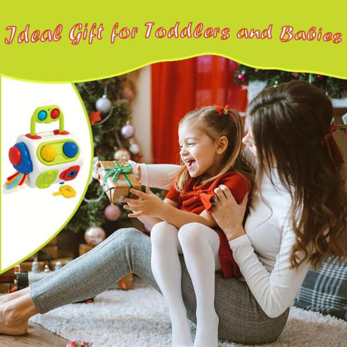 Busy Cube for Toddlers 1-3, Montessori Sensory Activities Busy Board - Educational Travel Toys for 6 to 18 Months