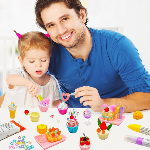 Sendhjurf Making Mini Food Toy,DIY Craft Kits,Mini Collectibles,Dollhouse Accessories,Cream Play,Create and Display