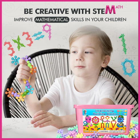 PASTEL Colors Building Blocks 300ct, Kids STEM Educational Toys, Interlocking Discs for Preschool Boys and Girls Aged 3+