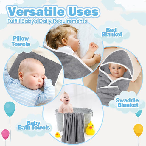 6 Pack, 30 30 Inch Orighty Baby Hooded Towel x Super Soft Bath Towel with Hood for Babies, Infant, Newborn Essential