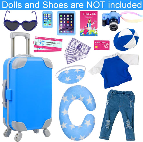 24 18 Inch Set Ecore Fun Pcs Boy Doll Clothes and Accessories Suitcase Play Included Travel Carrier Clothes Camera