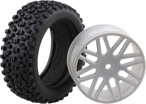 BQLZR 4X White Front Rear Wheel Rim Rubber Tyre Replacement for RC 1:10 Off-Road