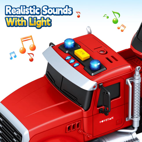 3 4 5 6 7, SpringFlower Extra Large Fire Truck Toys for Boys Girls with Racing Car and Helicopter, Lights, Sounds, Semi