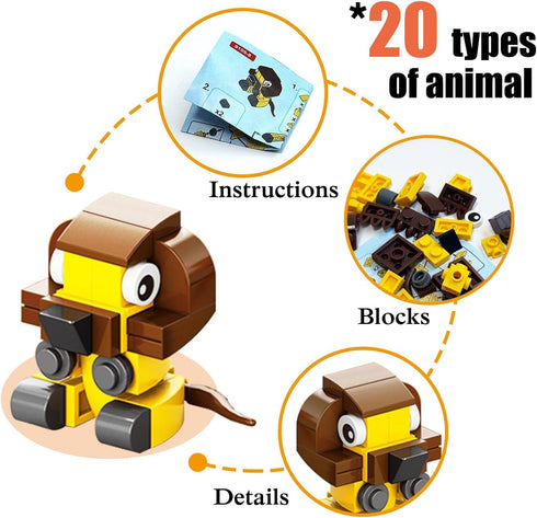 TENYEAH 20 Pack Set 14+ Party Favors Building for Adult, Mini Animals Building Block Toy, Classroom Prizes Goodie Bags