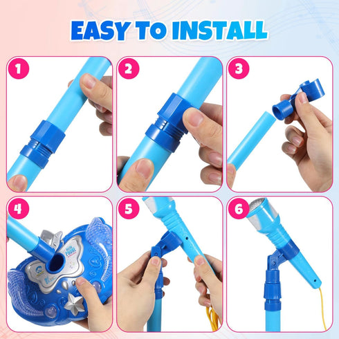 Toyvian Musical Toys Karaoke Machine for Kids with Adjustable Stand and Microphones,Music Sing Microphone Toy