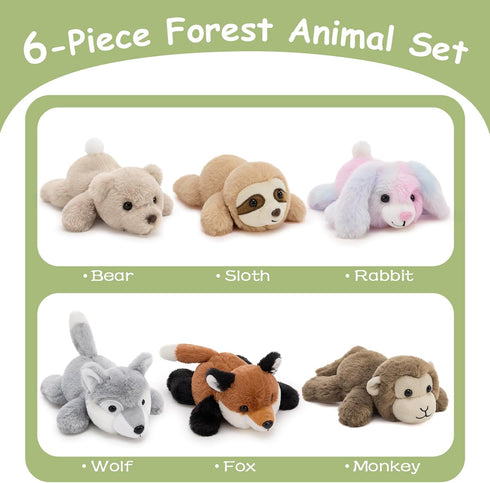 6 7 Inch Tezituor Pcs Stuffed Animals Bulk, Small Stuffed Woodland Plush Bulk, Cute Assorted Plushies Toy Gift for Kids
