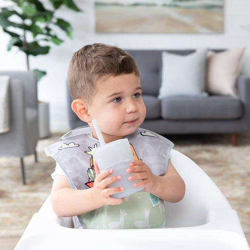 Bumkins Baby and Toddler Cups - Spill Proof Sippy Cup with Straw, Platinum Silicone, Holds 7oz