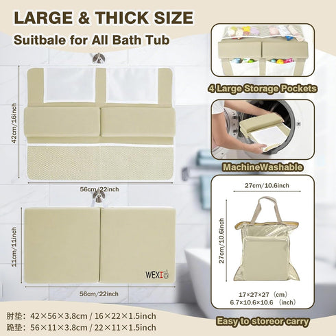 Elbow Set, Water-Resistant Baby Bath Kneeler and Rest Pad Soft Painless Tub Kneeling Pad for Bathing Baby with Toy