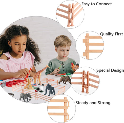 40PCS Plastic Horse Fence Toys - Farm Barn Corral Fencing Accessories Playset for Horse Figures and Toddlers